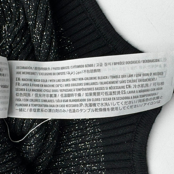 ABERCROMBIE & FITCH Large Black Silver Metallic Long Sleeve Ribbed Knit Bodysuit - Picture 6 of 10